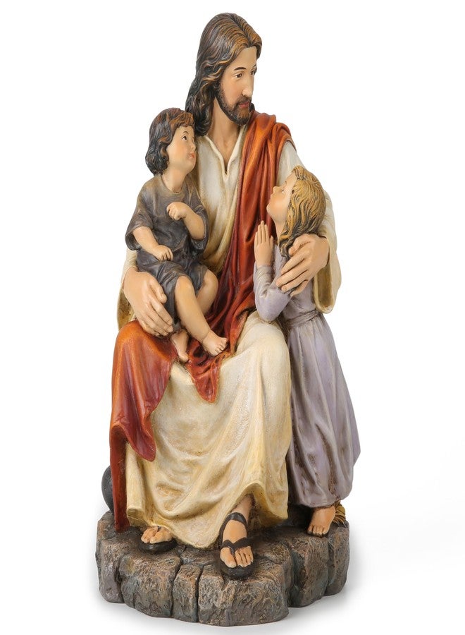 BC BUILDCLASSIC BC Catholic Jesus with Children Statue, Religious Figure, Inspirational Indoor Home Decor, Devout Gift for Child Baptism, 8.8" H, Renaissance Sculpture Handmade by Buildclassic - Image 1